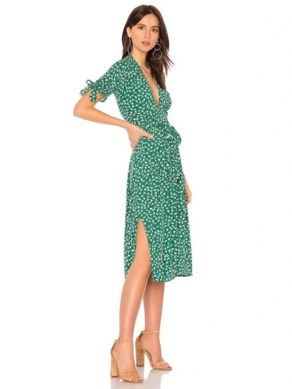 Faithfull the Brand Green Nina Floral Midi Dress - Size 4/Small